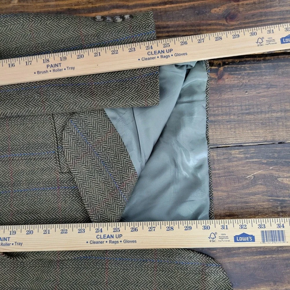 VTG Corbin Men's Tweed Sport Coat Blazer Two Button Plaid Herringbone Size 42R‎